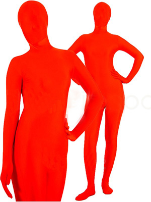 Red Unicolor Lycra Unisex Zentai Suit